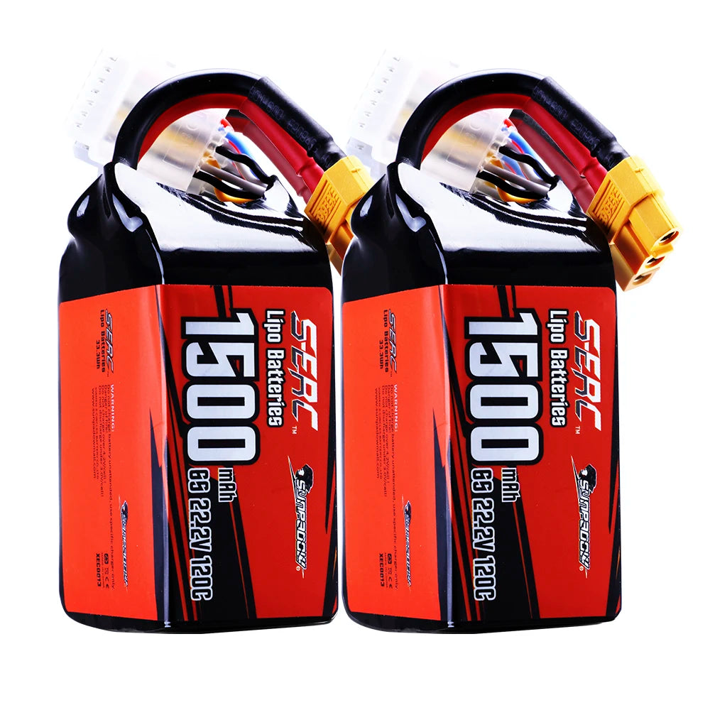 Sunpadow 22.2V 6S Lipo Battery 1100 1300mAh 1500mAh 120C Soft Pack with XT60 Plug for RC FPV Helicopter Airplane Drone Racing