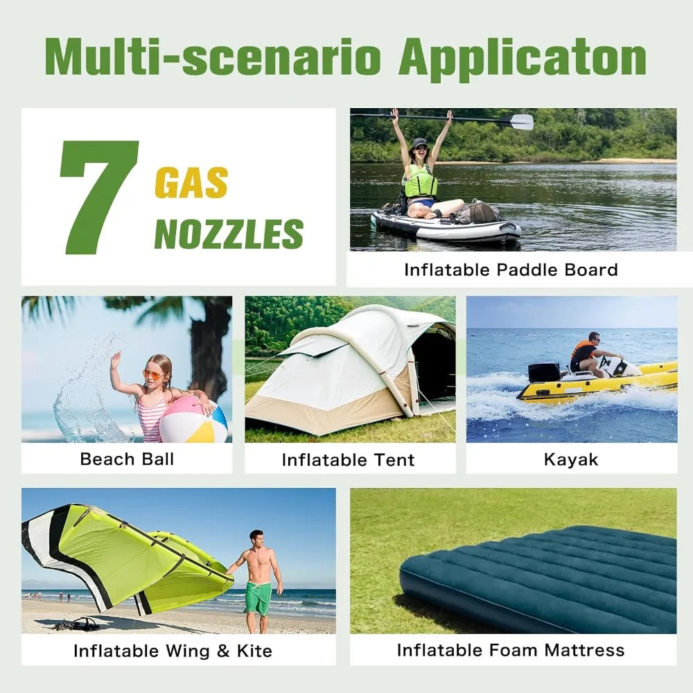 20PSI Electric SUP Pump, Dual Stage Auto-Off, Fast Inflation for Paddle Boards, Kites, Tents