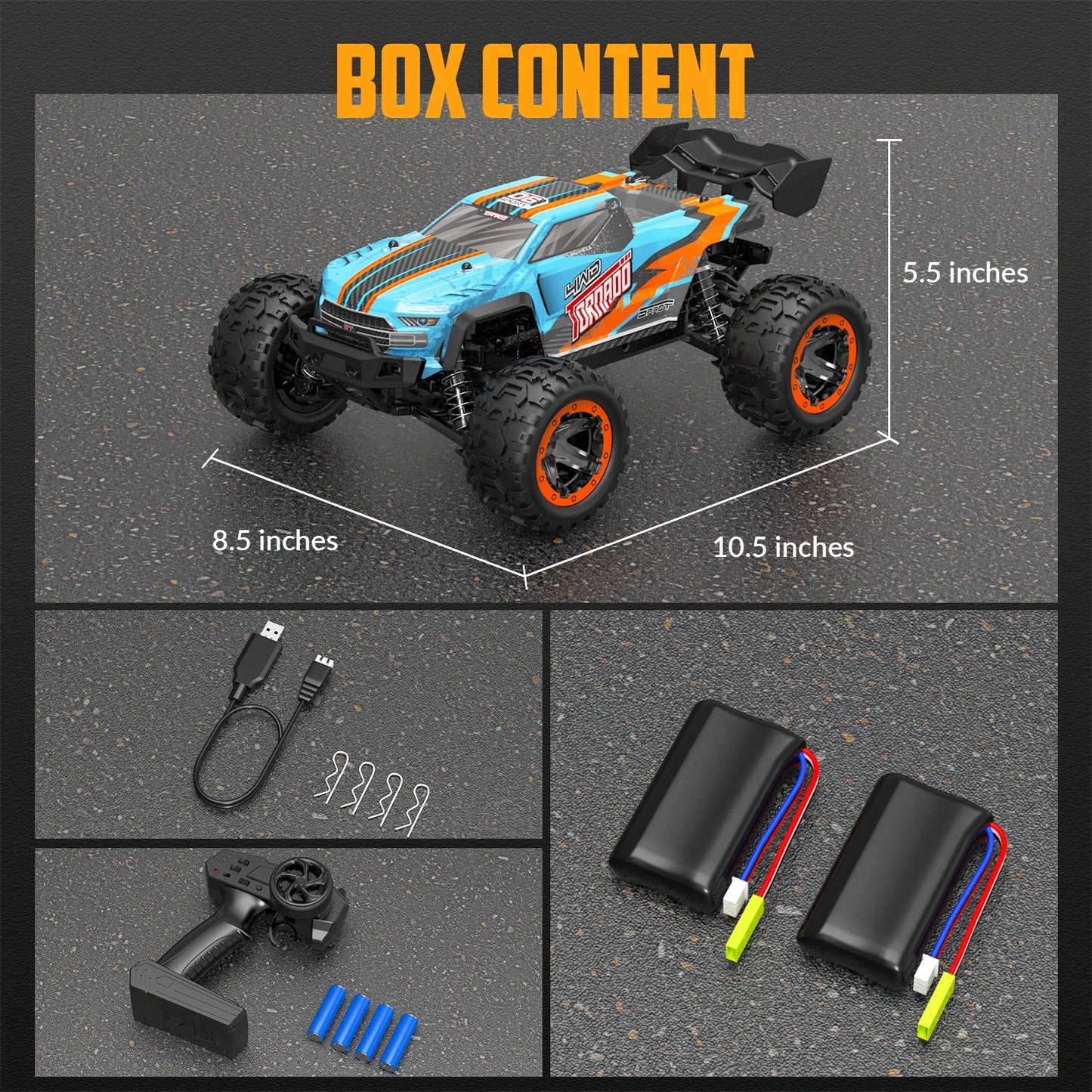 RACENT RC Truck 1:16 4x4 All Terrain RC Car 40KPH High Speed Remote Control Cars for Adults