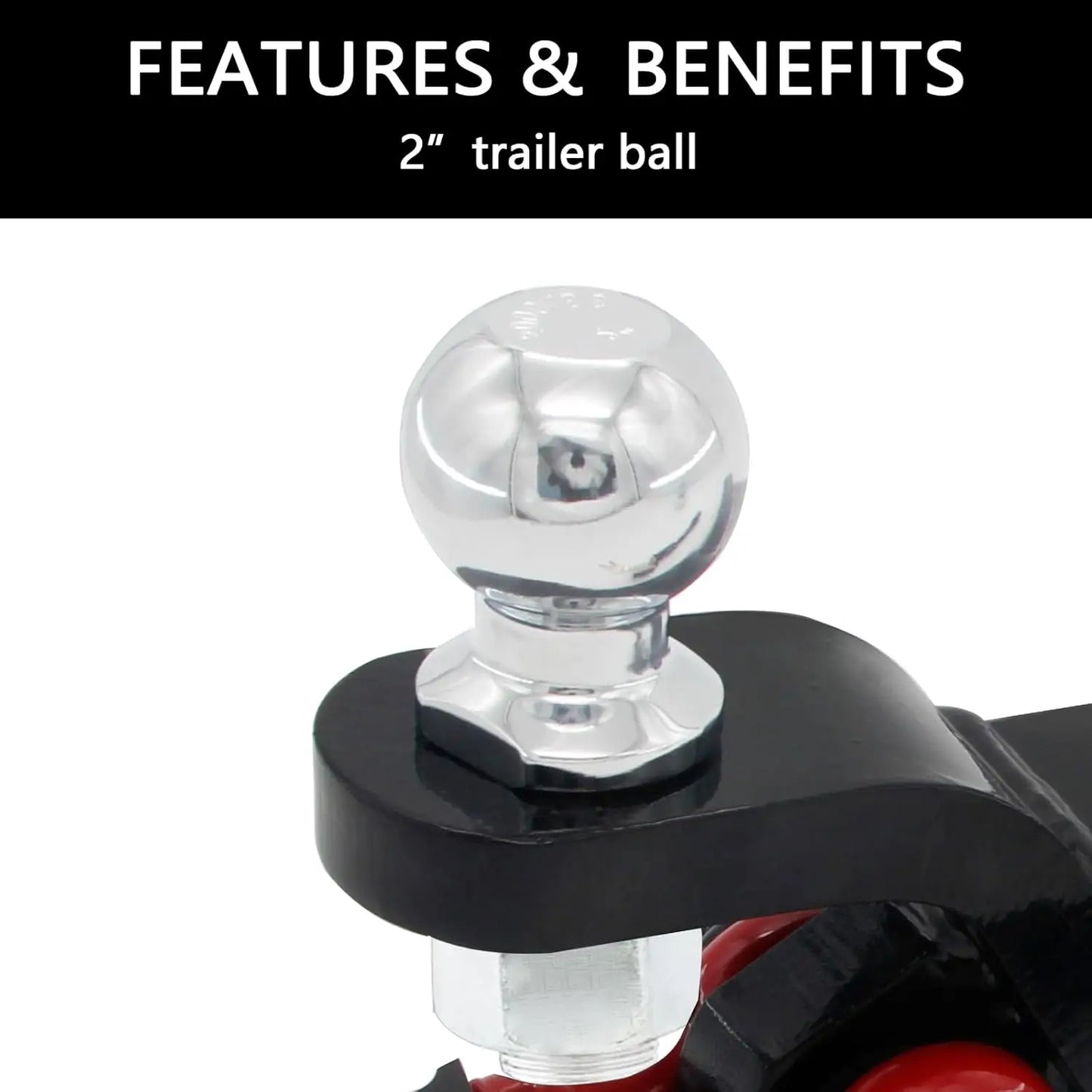 Heavy Duty 2-in-1 Trailer Hitch Ball Mount with Tow Shackle for Trucks, SUVs, Cars - Fits 2-Inch Receiver