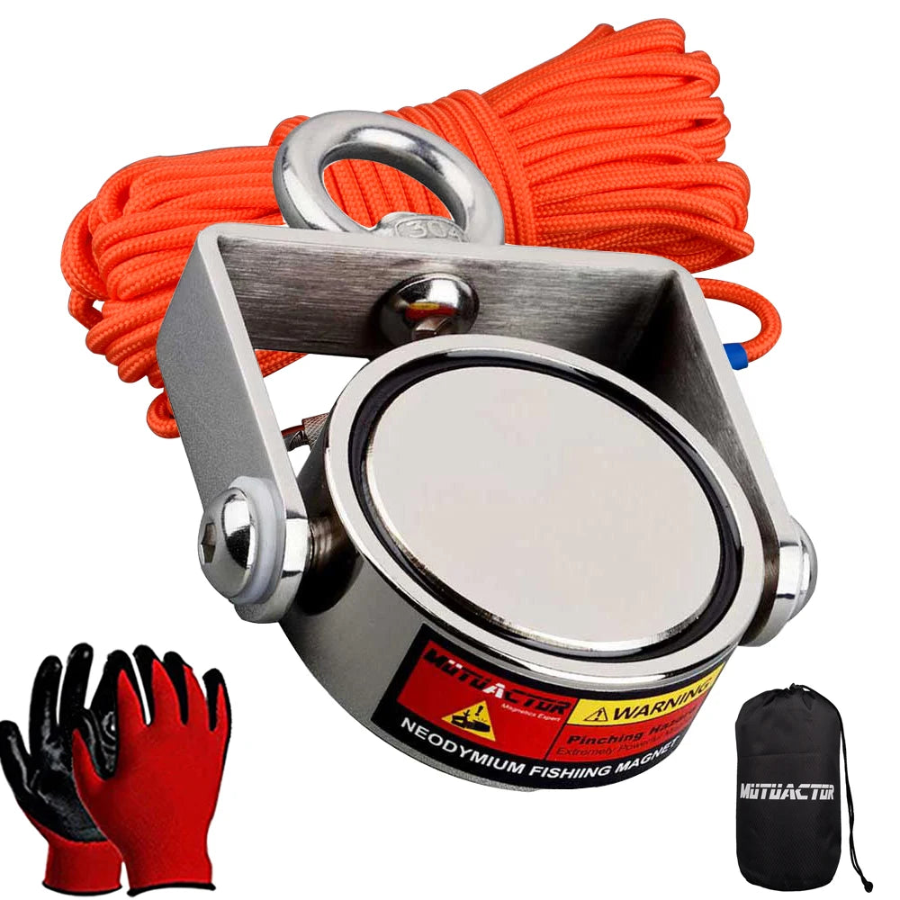 160KG*2 Strong Neodymium Magnet Double Side Search Magnetic Super Power Salvage Fishing Magnet with Searching Rope
