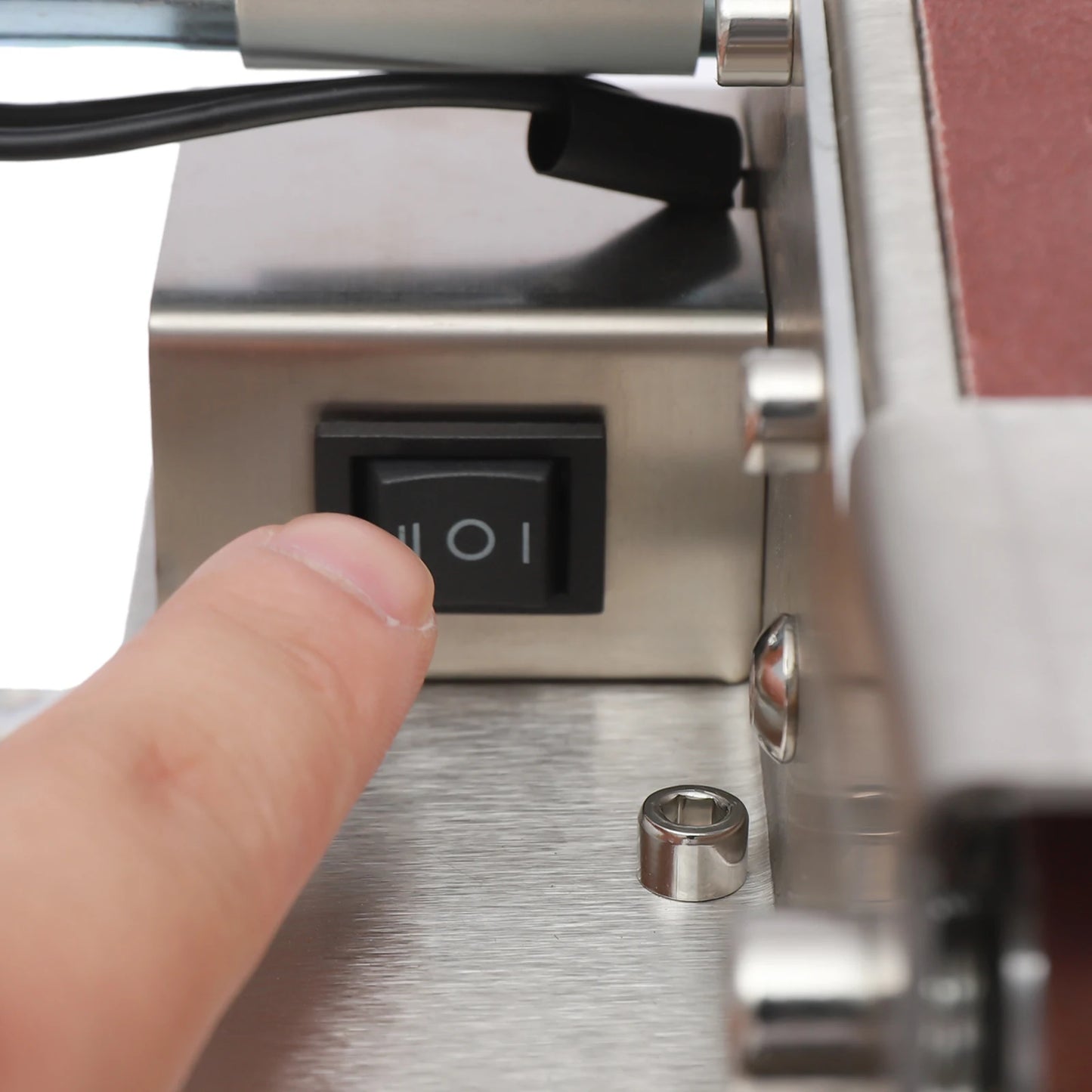 Electric Belt Sander Mini DIY Polishing Grinding Machine 7-Stage Adjustable Polisher Cutter Edges Sharpener Workpiece Grinder