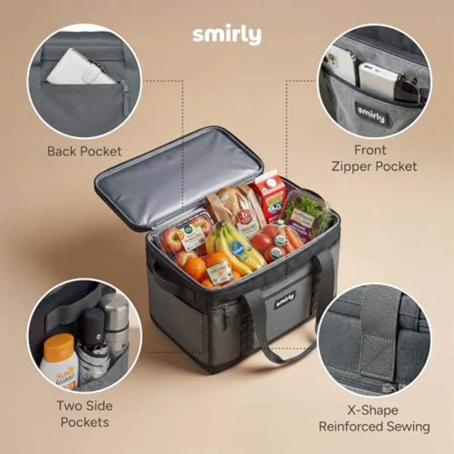 Cooler Bags Insulated Collapsible Cooler, Portable Leakproof and Soft Sided - Large Foldable Ice Chest for Camping, Beach, Trav