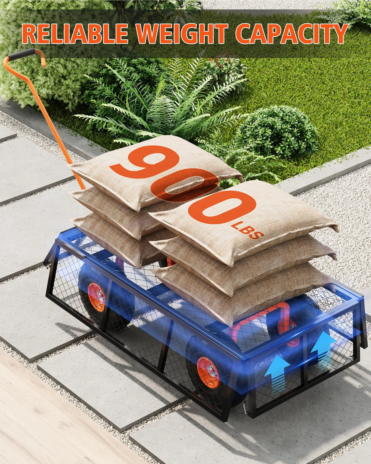 Heavy Duty All Terrain Garden Cart With Removable Sides And Rotating Handle
