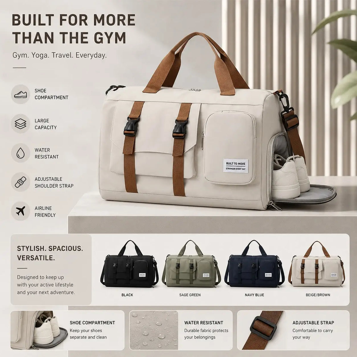 Prepare for your next adventure with a spacious travel tote designed to keep all your essentials organized while you navigate busy schedules.