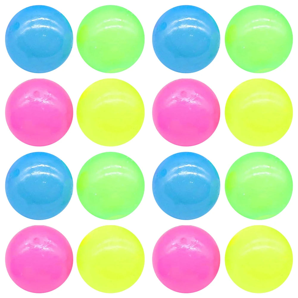 6/12/16PCS Glow in The Dark Sticky Balls Stick To The Ceiling Fun Decompression Fidget Toy Stocking Stuffers for Kids and Adults