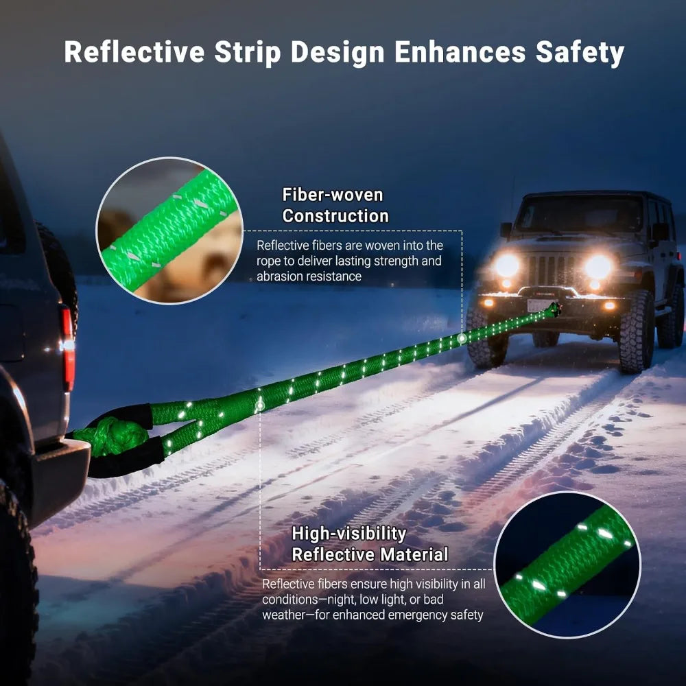 Kinetic Recovery Tow Rope 30 Feet Snatch Strap With 2 Soft Shackles 48500 Lbs
