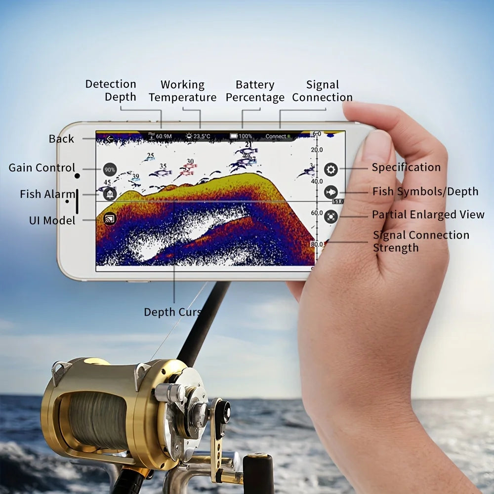Wireless Rechargeable Sonar Fish Finder for Bait Boat Carp Fishing 40m Depth