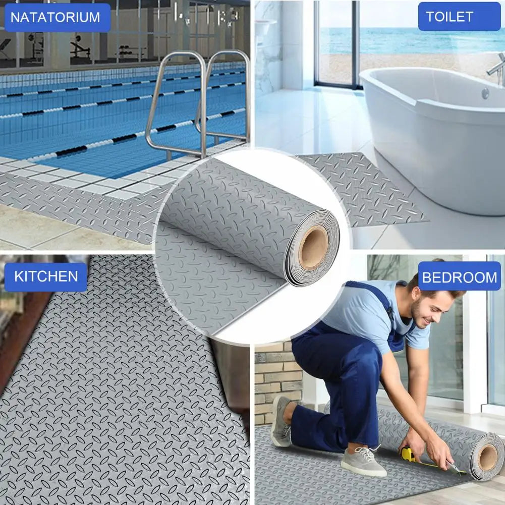 Water/Stain Resistant Anti-slip Texture PVC Garage Flooring Roll for under Car Parking Protect, Thickened Floor Mat for Garage