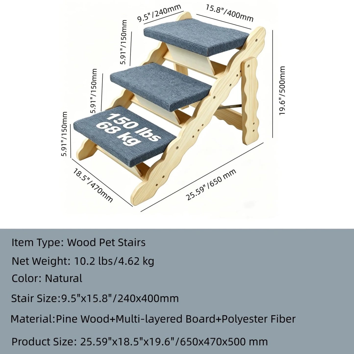 Revolutionize your pup's independence with these durable wooden stairs and ramp, designed to make every jump or climb effortless and safe.