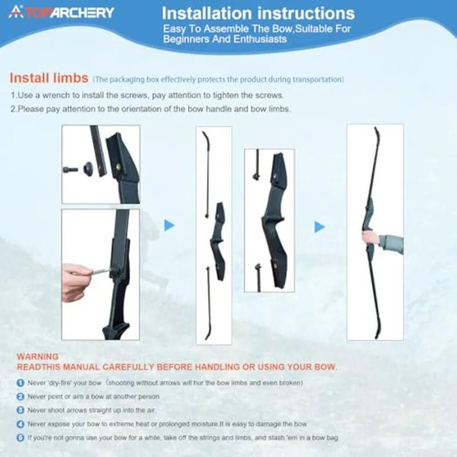 Recurve Bow and Arrow Set for Adults and Youth, Takedown Archery Bow with 12 Arrows, Black, 20lbs-40lbs, Suitable for Beginners