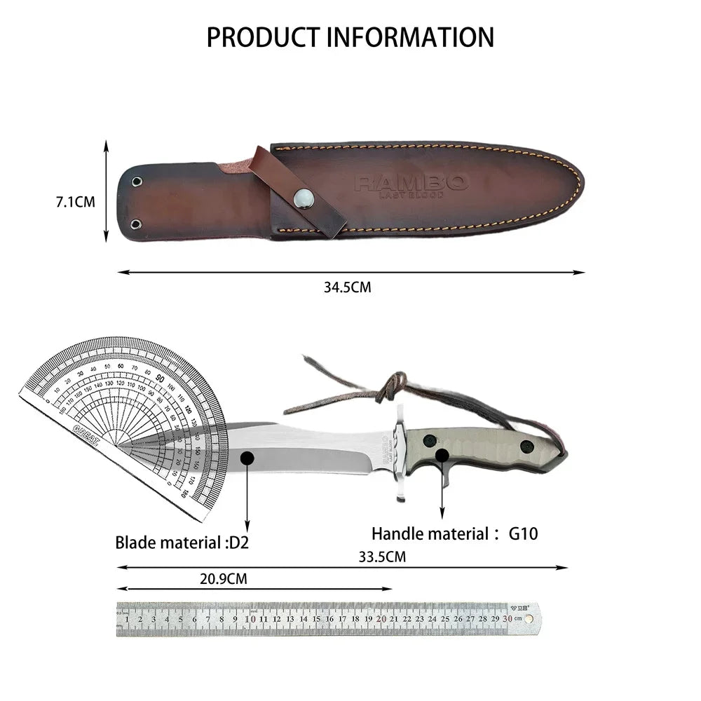 MK9 High-hardness Large Straight CutterD2 Steel Blade G10 Handle Outdoor EDC Camping Hiking Knife Survival Hunting Tool