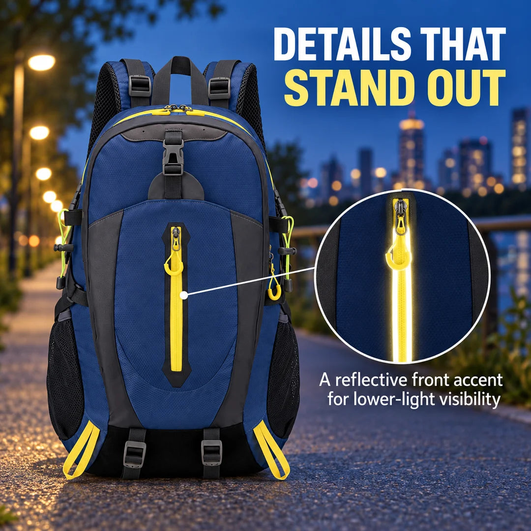 Military Green Hiking Backpack 36L Daypack With Mesh Pockets For Travel Camping