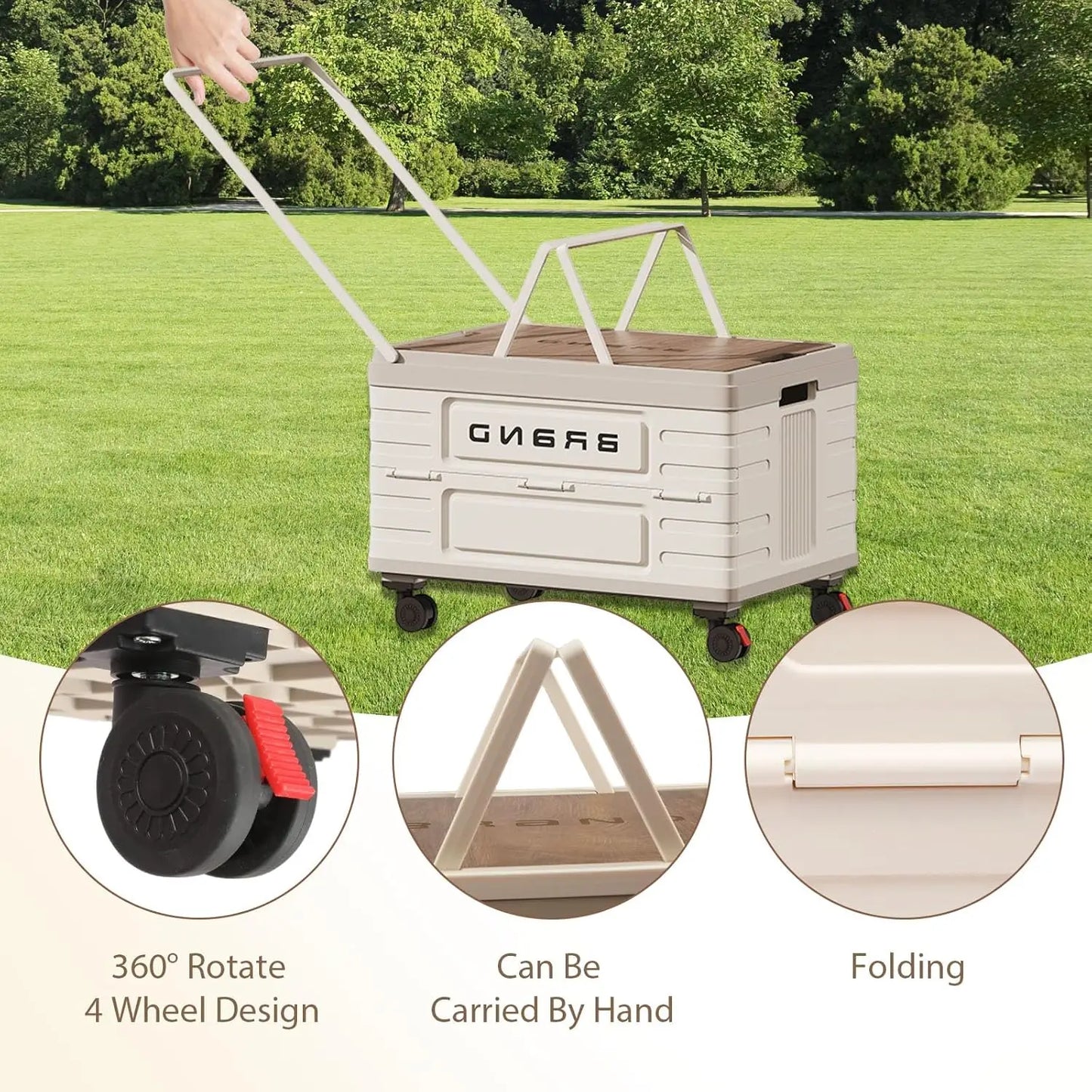 360 Rotating Foldable Storage Cart Heavy Duty Organizer With Silent Wheels
