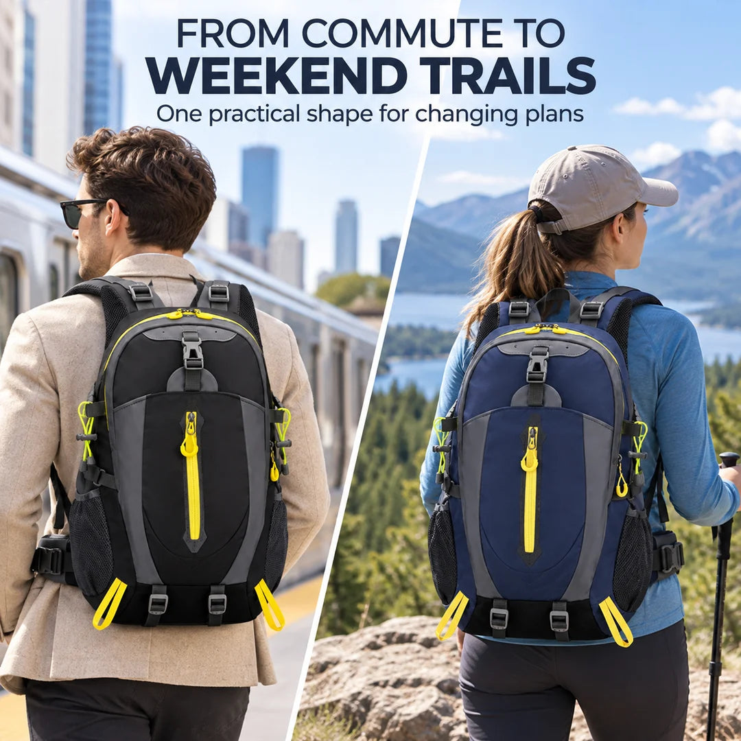 Military Green Hiking Backpack 36L Daypack With Mesh Pockets For Travel Camping