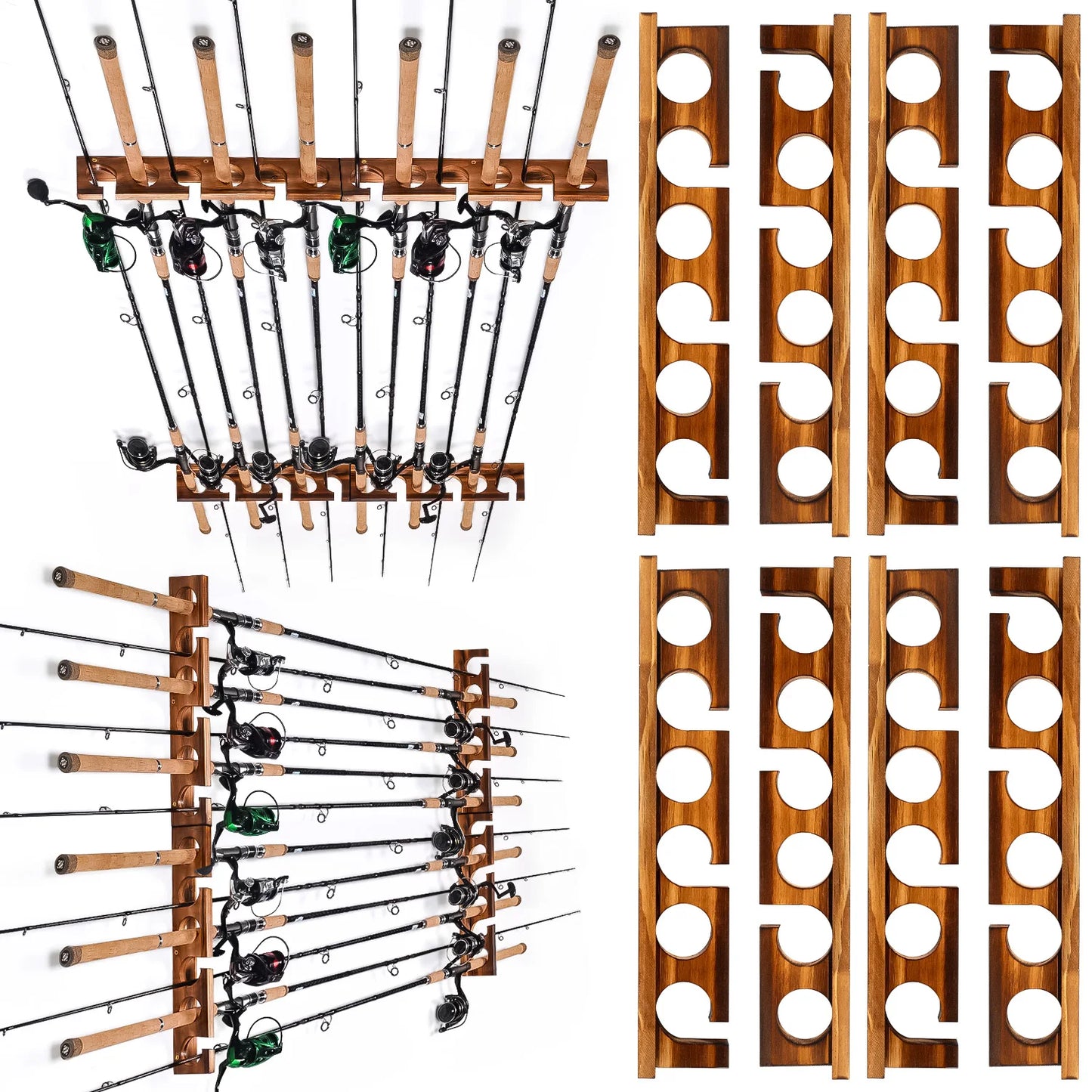 12 Rods Fishing Pole Rod Racks Wall Or Ceiling Mounted Fishing Pole Rod Holders For Garage Storage Organizer Fishing Gear Equipm
