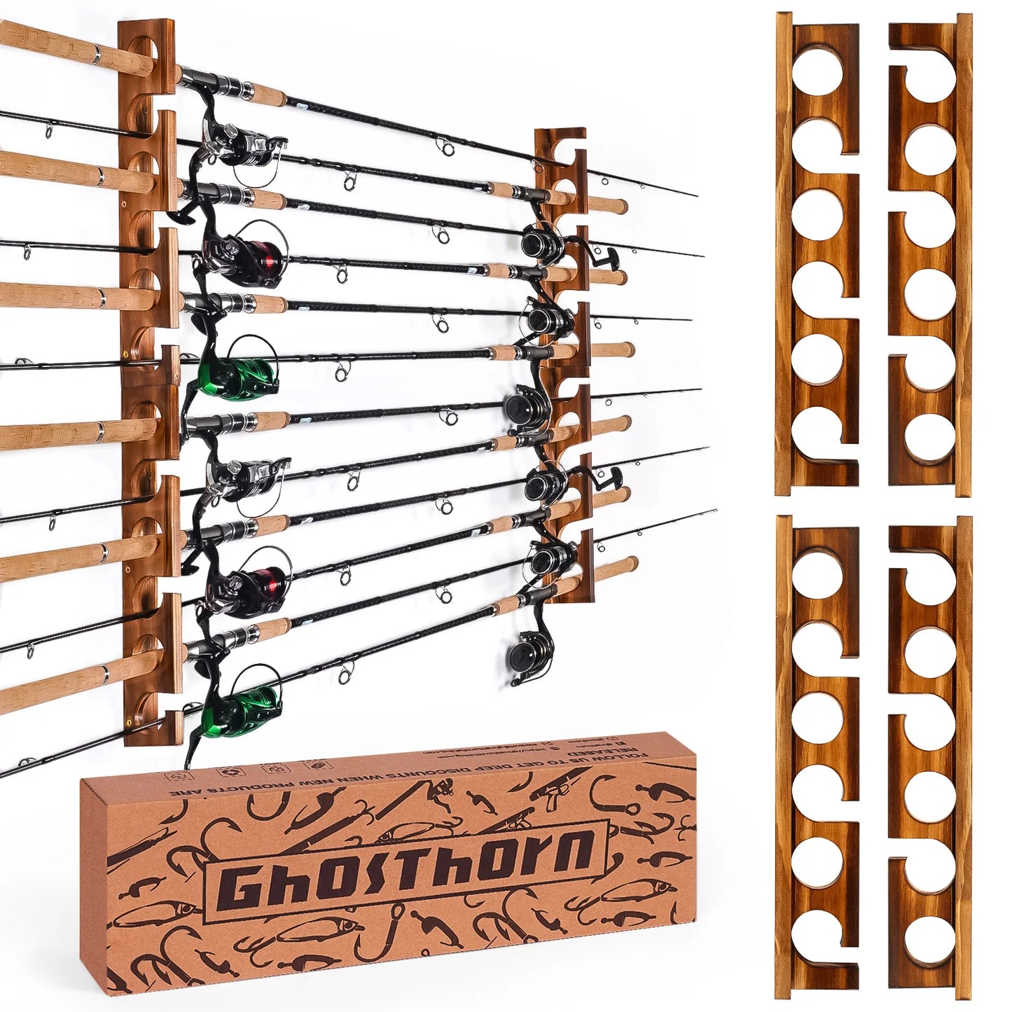 12 Rods Fishing Pole Rod Racks Wall Or Ceiling Mounted Fishing Pole Rod Holders For Garage Storage Organizer Fishing Gear Equipm