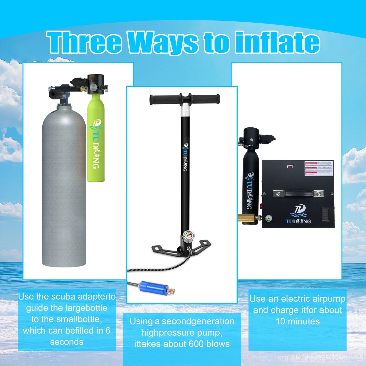 Tudiving 0.5L Mini Scuba Tank With Mask Portable Diving Kit For Training