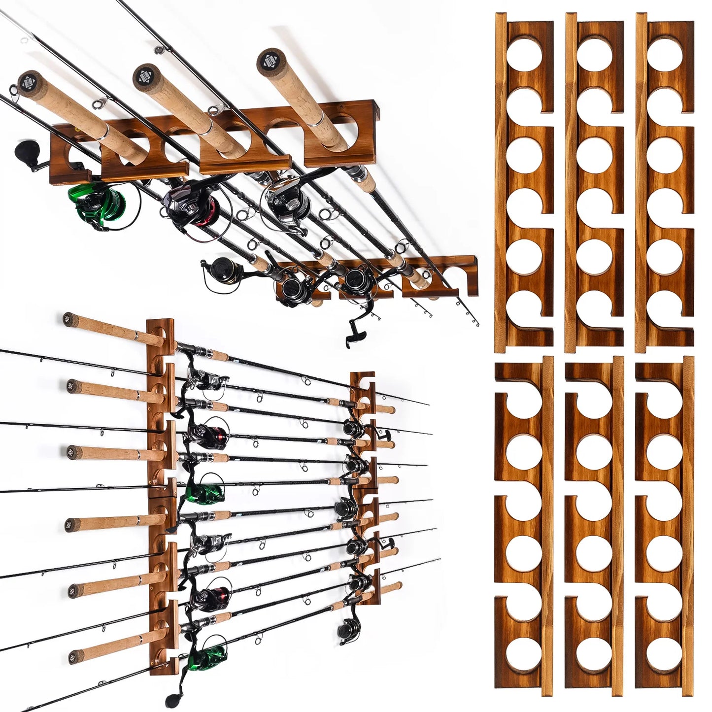 12 Rods Fishing Pole Rod Racks Wall Or Ceiling Mounted Fishing Pole Rod Holders For Garage Storage Organizer Fishing Gear Equipm