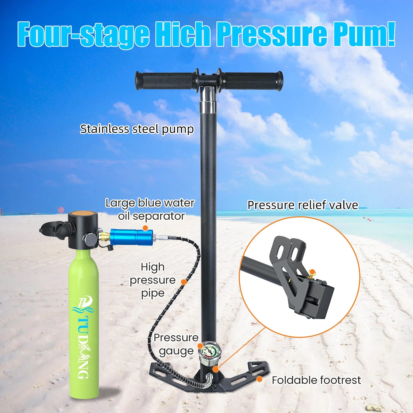 Tudiving 0.5L Mini Scuba Tank With Mask Portable Diving Kit For Training