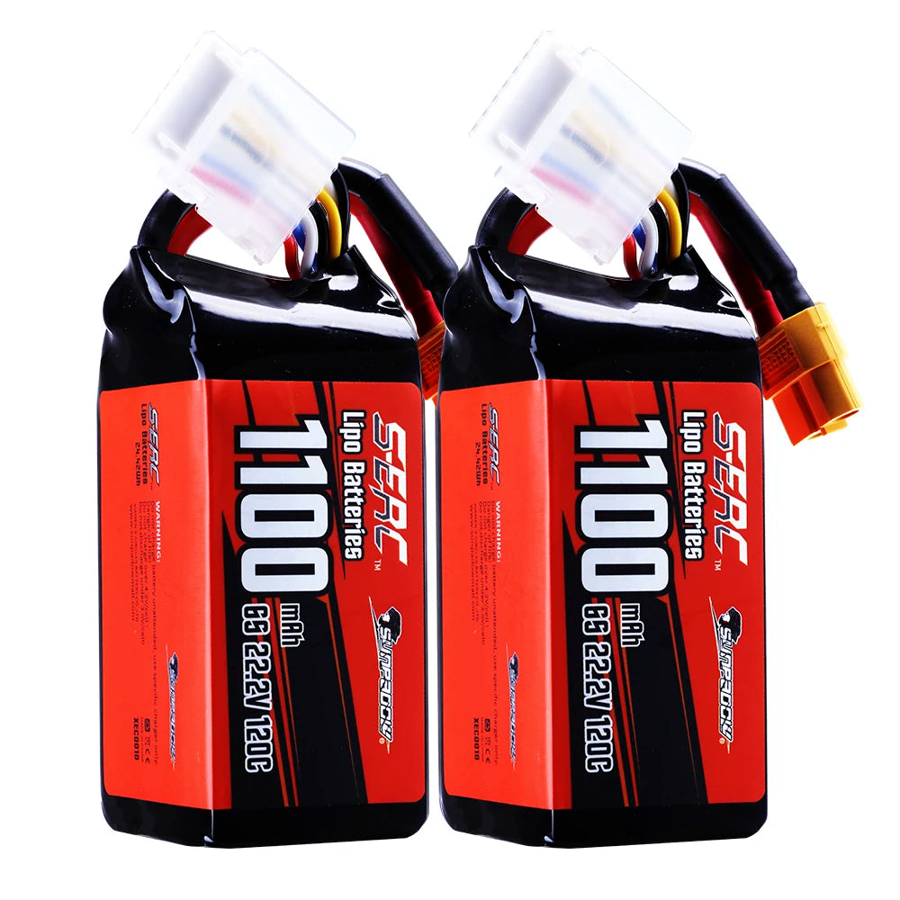 Sunpadow 22.2V 6S Lipo Battery 1100 1300mAh 1500mAh 120C Soft Pack with XT60 Plug for RC FPV Helicopter Airplane Drone Racing
