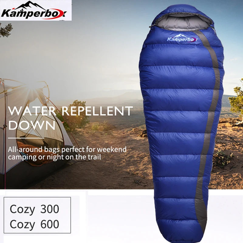 Winter Duck Down Sleeping Bag For Cold Weather Camping Lightweight Nylon