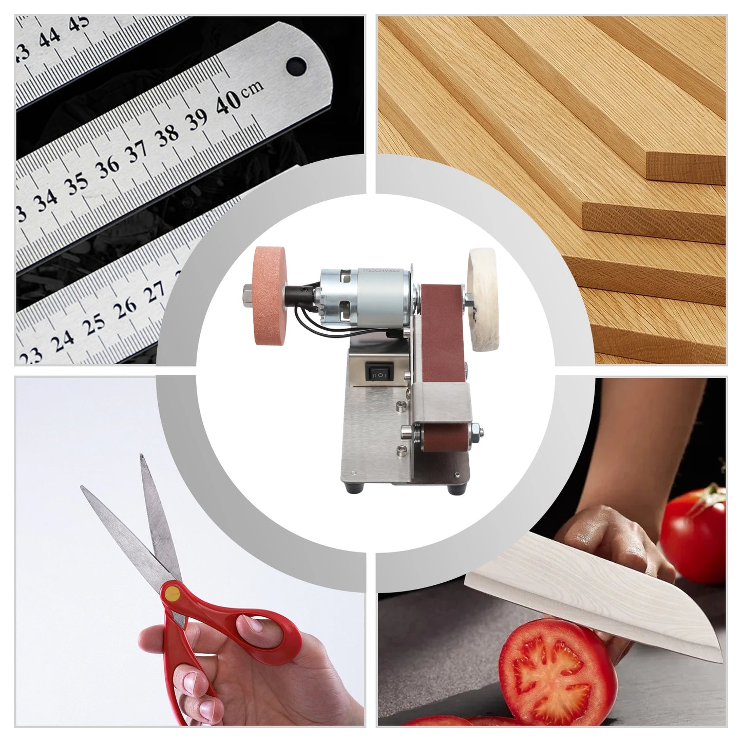 Mini Abrasive Belt Grinder Electric Belt Sander 7-Stage Adjustable Polisher 1~45° Tilting Worktable  for Metal Wood Jewelry Jade Buffing