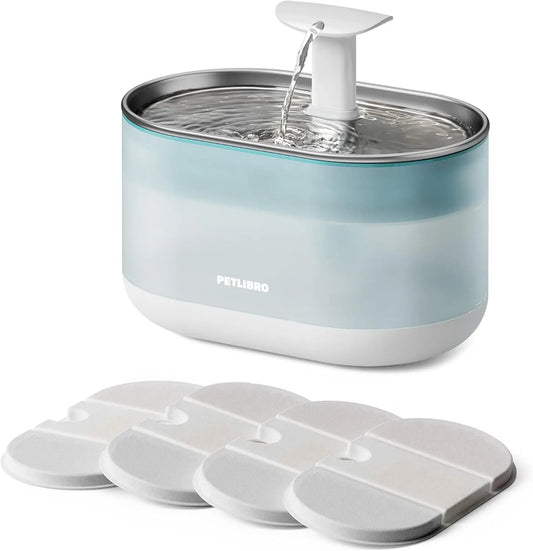 Stainless Steel Cat Water Fountain, Ultra Quiet 2.1L Automatic Pet Fountain with Dual Flow Modes, BPA-Free and Healthy