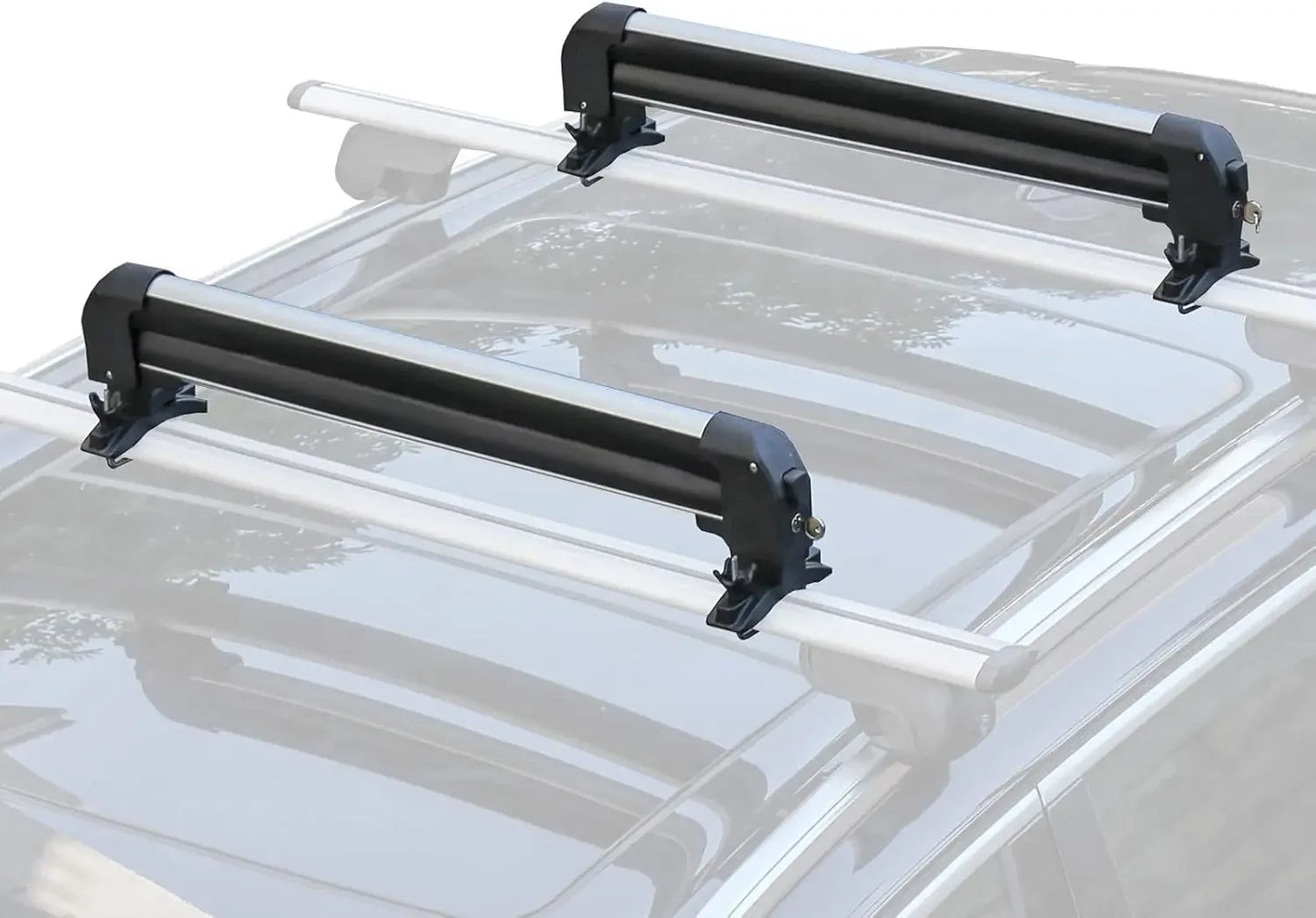 Car Ski Snowboard Roof Racks, Fits Up to 6 Pairs of Skis or 4 Snowboards, 2 PCS Universal Ski Roof Rack Carriers Snowboard Top H