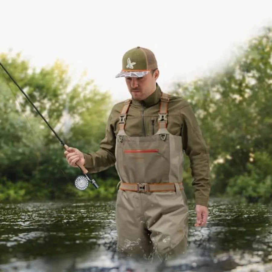 Men's IMMERSE Waders Waterproof Breathable Fly Fishing Stocking Feet Chest Waders for Hunting Lightweight