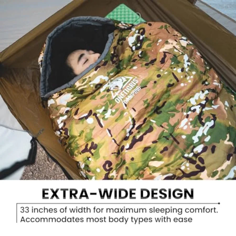 Light Patrol 4 Season Mummy Sleeping Bag, 32°F Cold Weather Camping Bags for Camping Hiking Backpacking, Survival Gear