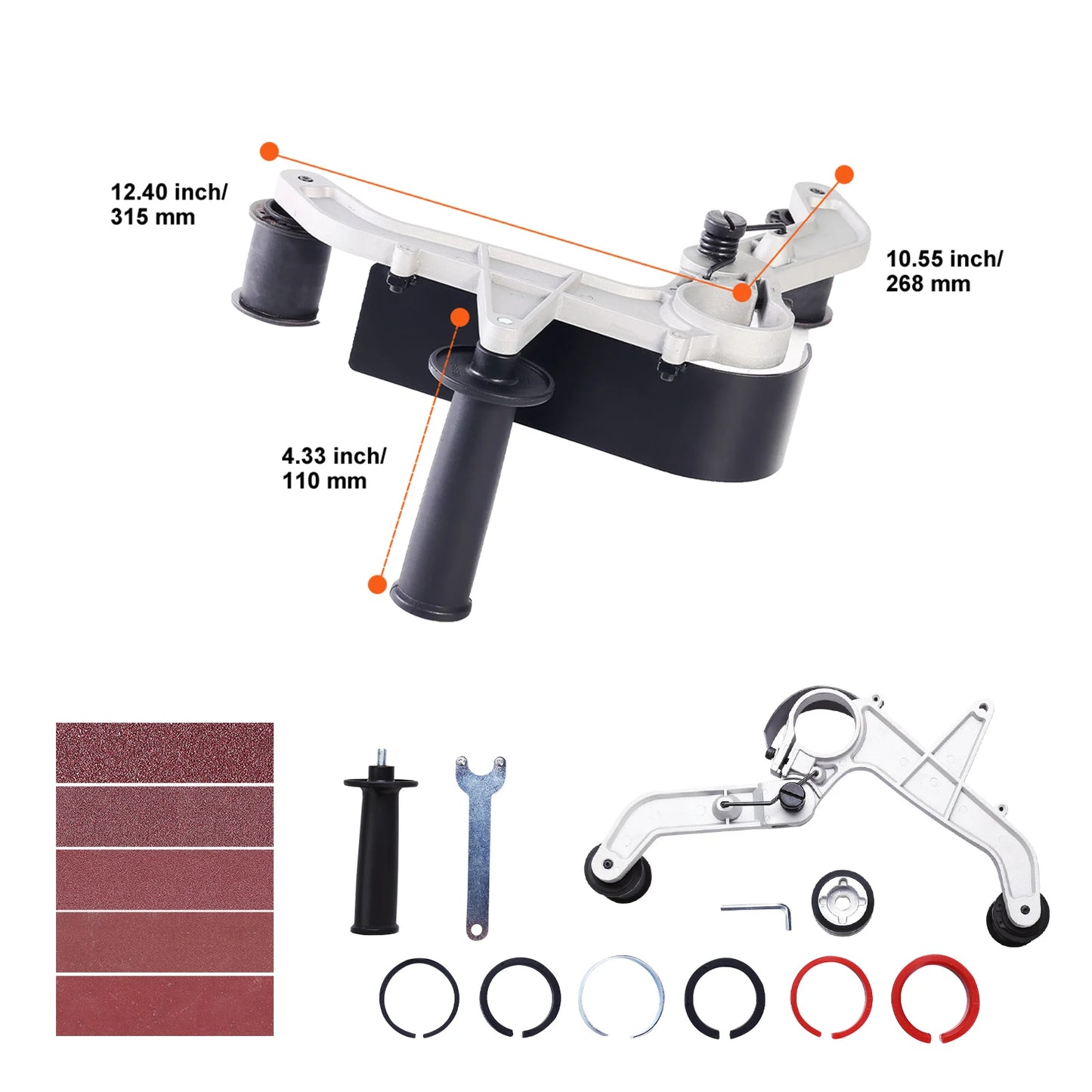 SucceBuy Belt Sander Adapter for Angle Grinder Pipe Tube Sanding Attachment with 5/8-11" Imperial Thread and 10PCS Sanding Belts
