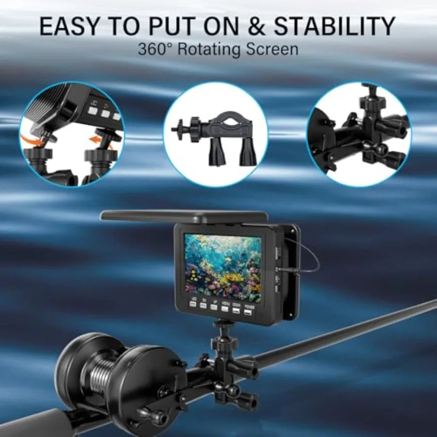 Underwater Fishing Camera with 5 Inch LCD Monitor, Light and IP68 Waterproofing