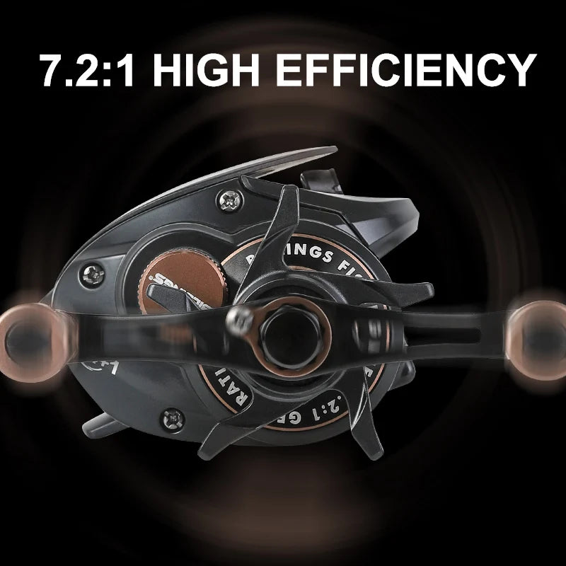 BILLINGS Baitcasting Reel 156G Lightweight Baitcaster Fishing Reels 4+1BB 7.2:1 High Speed Gear Ratio 6KG Max Drag for Freshwater Fishing