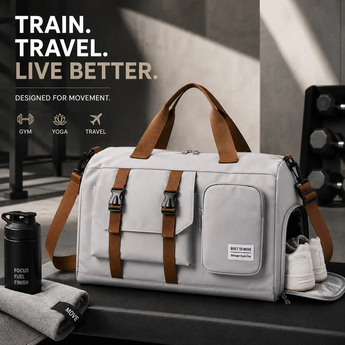Prepare for your next adventure with a spacious travel tote designed to keep all your essentials organized while you navigate busy schedules.