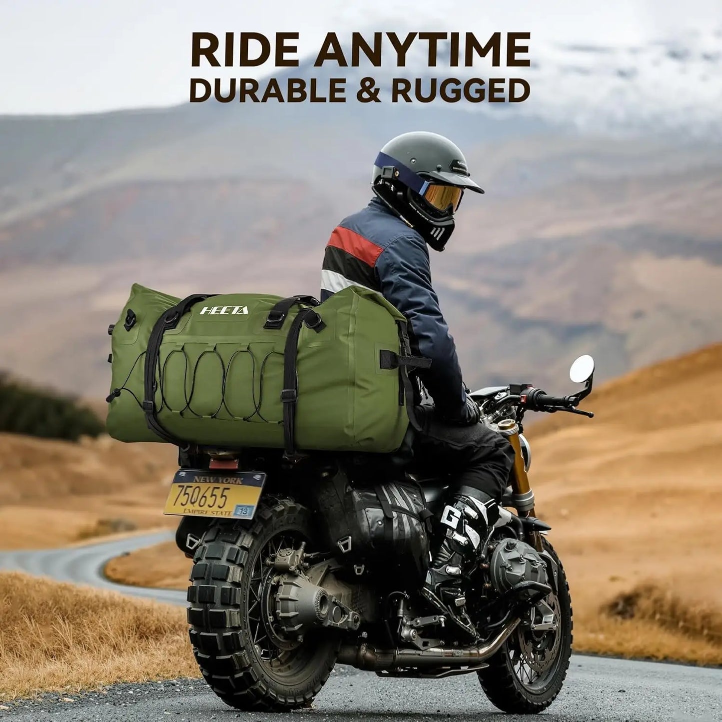 60L/80L Waterproof Duffel Bag Motorcycle Dry Bag Backpack Rolltop Travel Duffle with Straps for Kayaking Rafting Boating Camping Gym