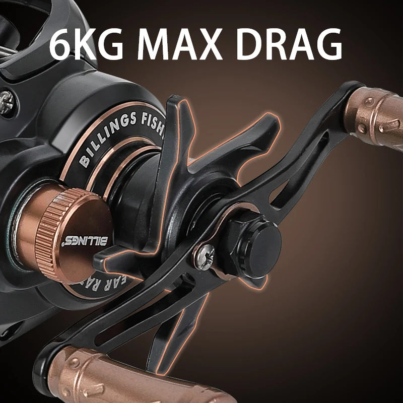BILLINGS Baitcasting Reel 156G Lightweight Baitcaster Fishing Reels 4+1BB 7.2:1 High Speed Gear Ratio 6KG Max Drag for Freshwater Fishing