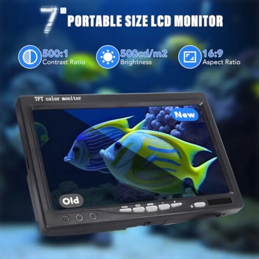 Underwater Fishing Camera IP68 1000TVL with 7 Inch LCD Monitor and 65.62ft Cable