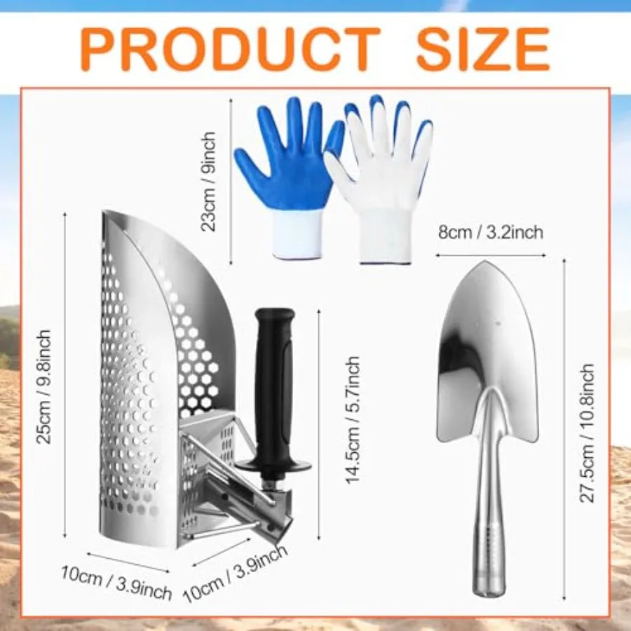 Metal Detector Kit Accessories Include Metal Detector Pinpointer Sand Sifter Scoop Shovel Glove Finds Bag Semi Waterproof Detec