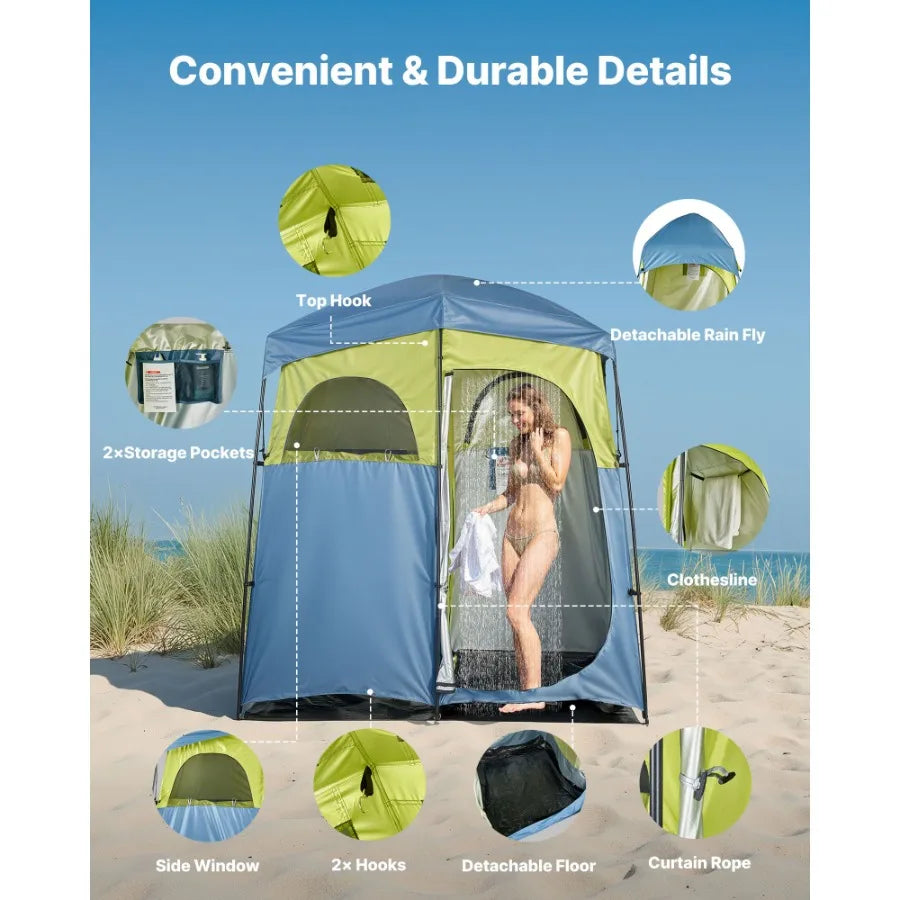 Transform your outdoor experience with a private, weather-resistant solution for showering and changing anywhere you go.
