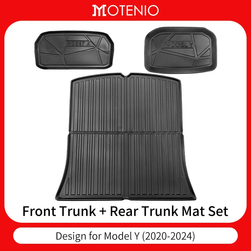 Design for Tesla Floor Mat Model Y 2020-2024 Car Trunk Mat Luggage Mat TPE Waterproof Anti-Slip Set Floor Liner Mat Accessories