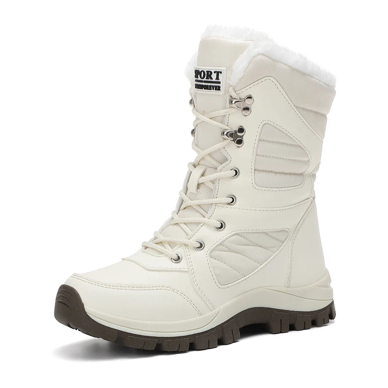 Winter Women Snow Boot High-top Waterproof Ankle Boots Ladies Thick Plus Warm Snow Hiking Boots Outdoor Cotton Shoes Sneakers