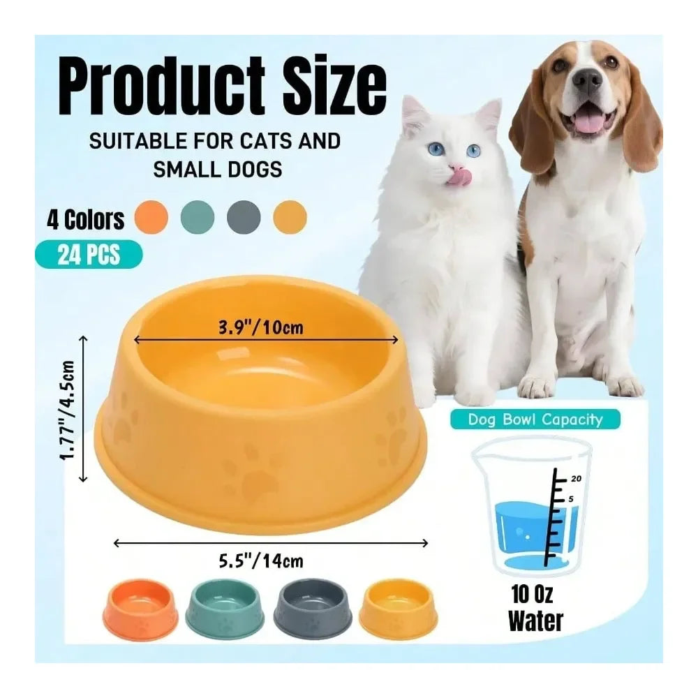 Dog Supplies Dogs Accessories Pack Plastic Dog Bowl, 10 Oz Reusable Pet Food And Bowl With Cute Print, Stackable Puppy Feeding B