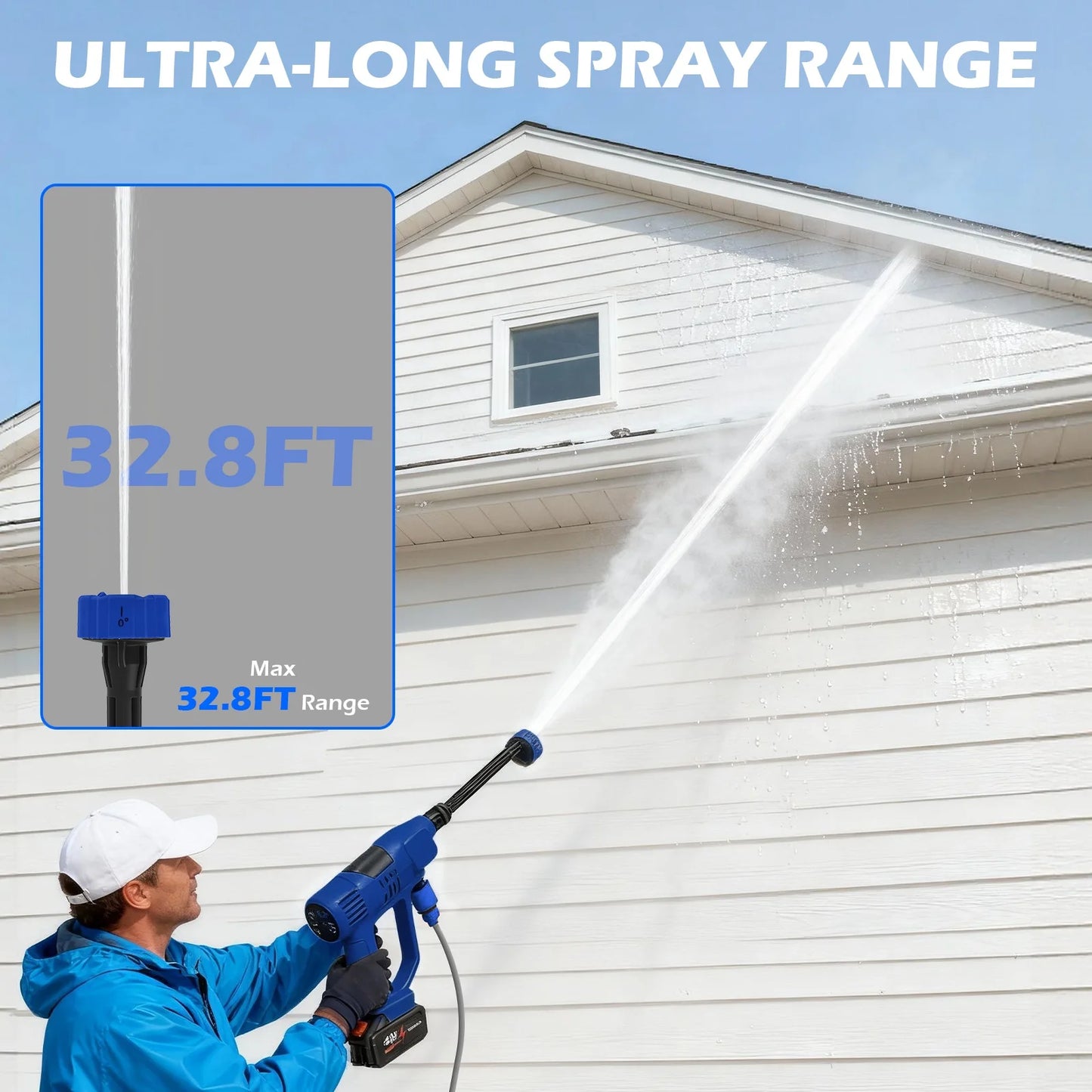 21V Portable Cordless Car Washer High Pressure Spray Water Gun 900PSI with 6-in-1 Nozzle 10-Speed Adjustment 2x 4.0Ah Batteries for Car Garden Floor Watering Plants