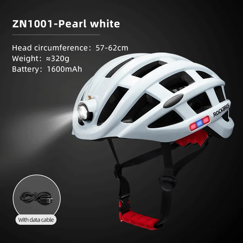 ROCKBROS Cycling Light Helmet USB Charging Electric LED Front Light Helmet Night Cycling Safety Helmet Bicycle Scooter Helmet