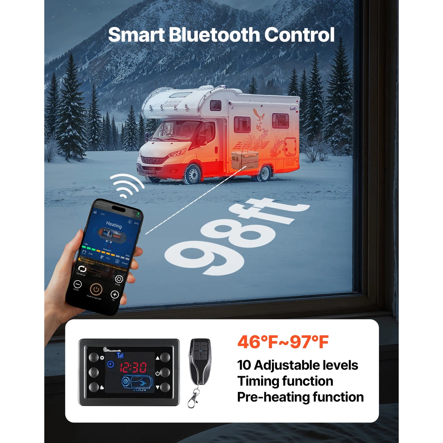 SucceBuy Diesel Heater, 8KW, DC 12V/24V All in One Portable Diesel Air Heater Remote Control and LCD Screen for Trucks Vans RVs