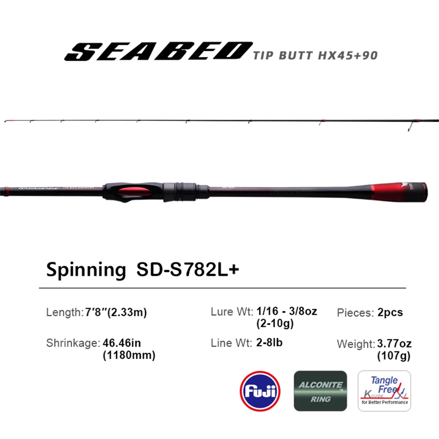 PURELURE Seabed Light Fishing Rod 40T + Small 4-Axis Caron Fiber Spinning Rod 2 Piece One-Piece Carbon Handle Fuji Alconite Guide Fuji Reel Seat Small Bait Shore Casting Rod