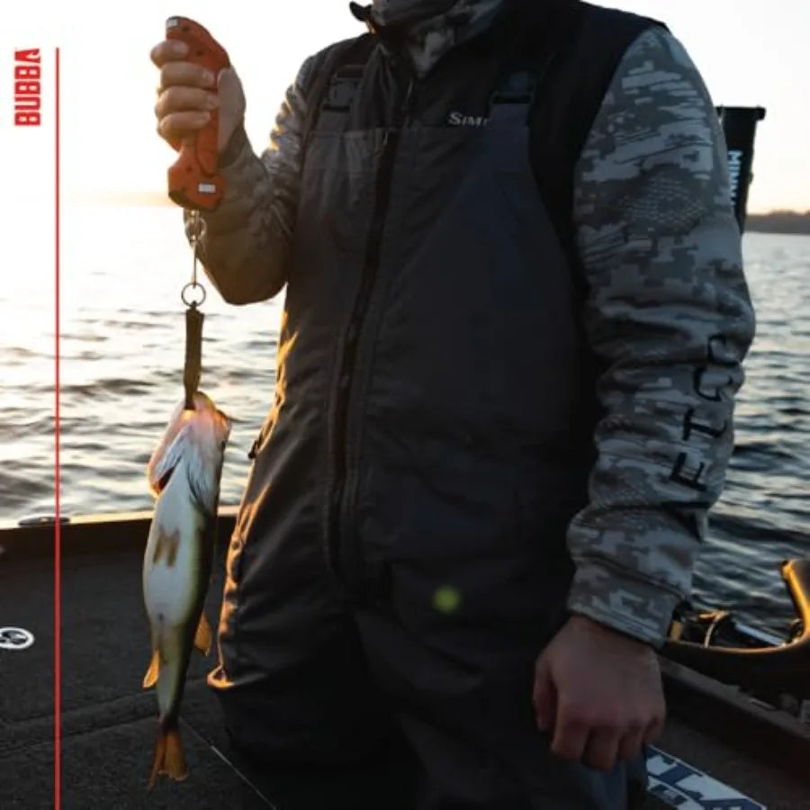 Tournament fishing scale with ABS plastic body, black color, Bluetooth app compatibility and LED screen for precise 60lb weighi