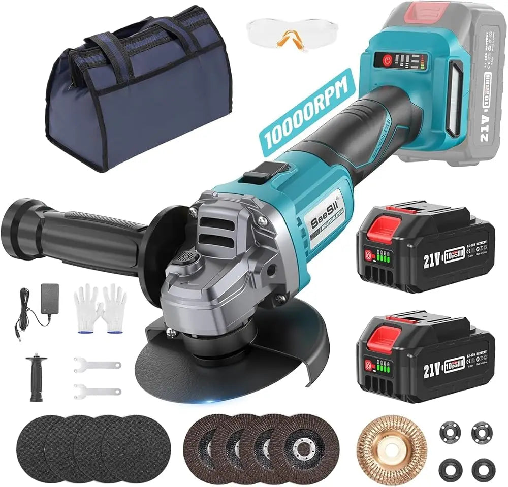 SEESII 21V 125mm Angle Grinder Brushless Motor Electric Grinding Tool Multifunctional Rechargeable Cutting Polishing Machine