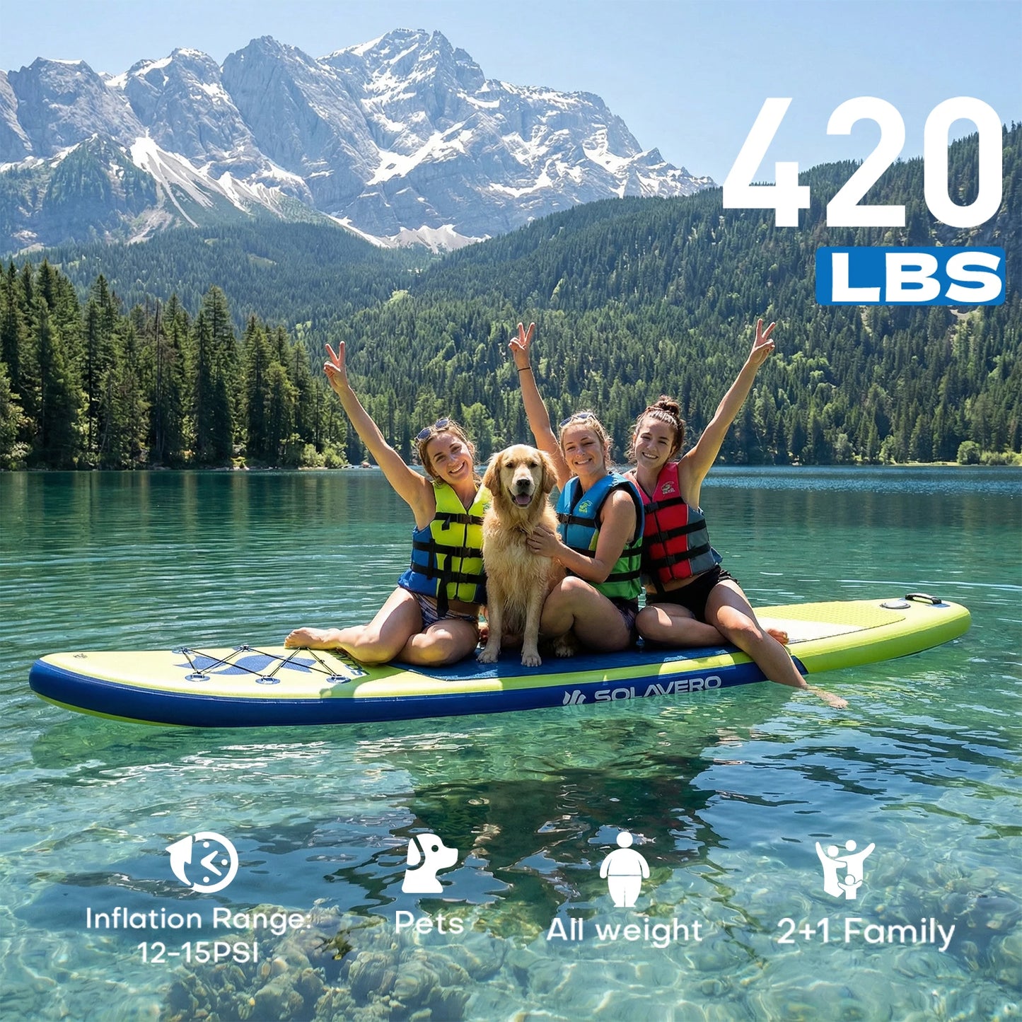 Inflatable Stand Up Paddle Board with Accessories, Wide Stable SUP Yoga Board, Non-Slip Deck, Paddle, Pump, Leash & Carry Bag for Youth & Adults